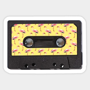 Cassette Tape Vintage Flamingo Yellow Sticker